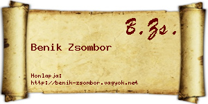 Benik Zsombor névjegykártya